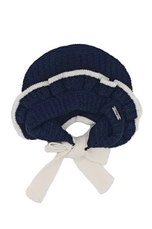 Navy & Cream Knit Bonnet