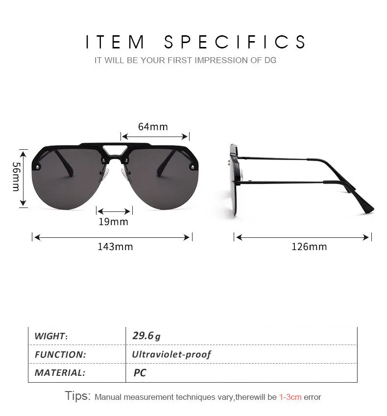 NEW Fashion Semi Rimless Pilot Red Sunglasses