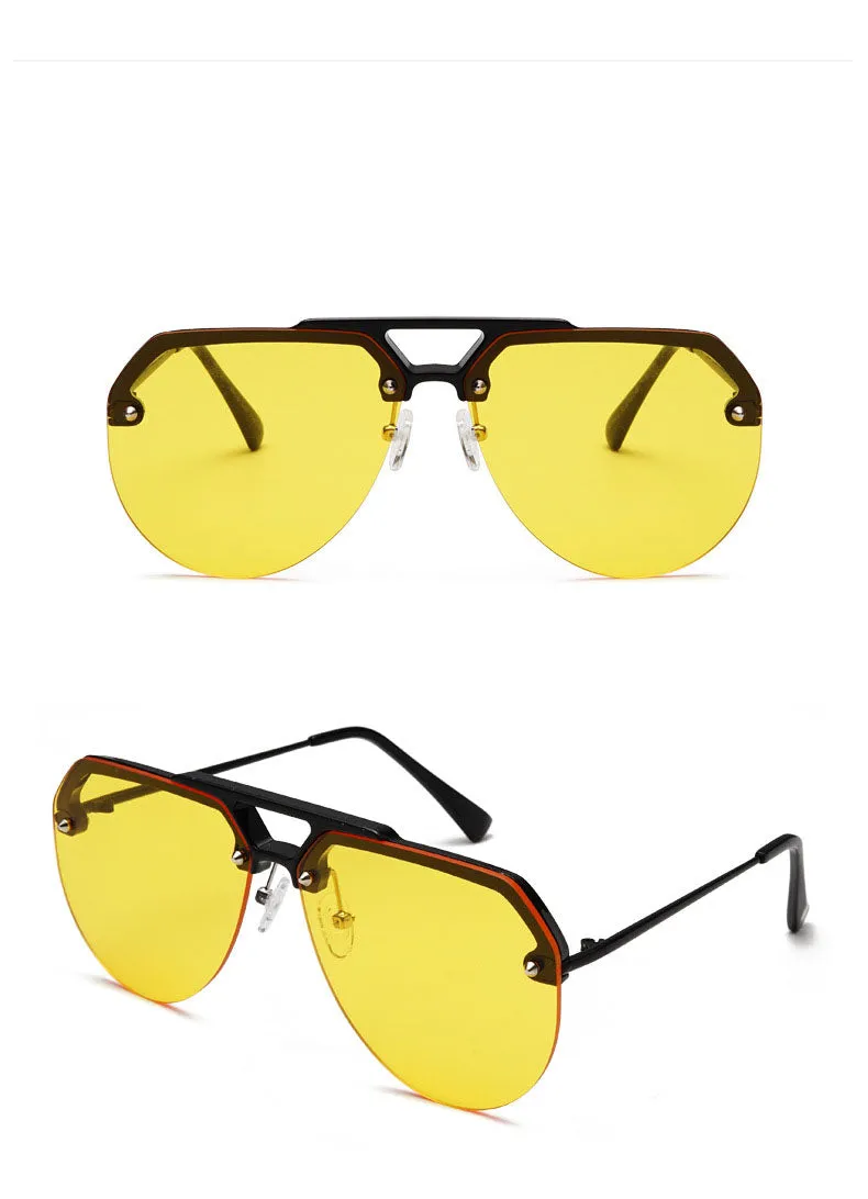 NEW Fashion Semi Rimless Pilot Red Sunglasses