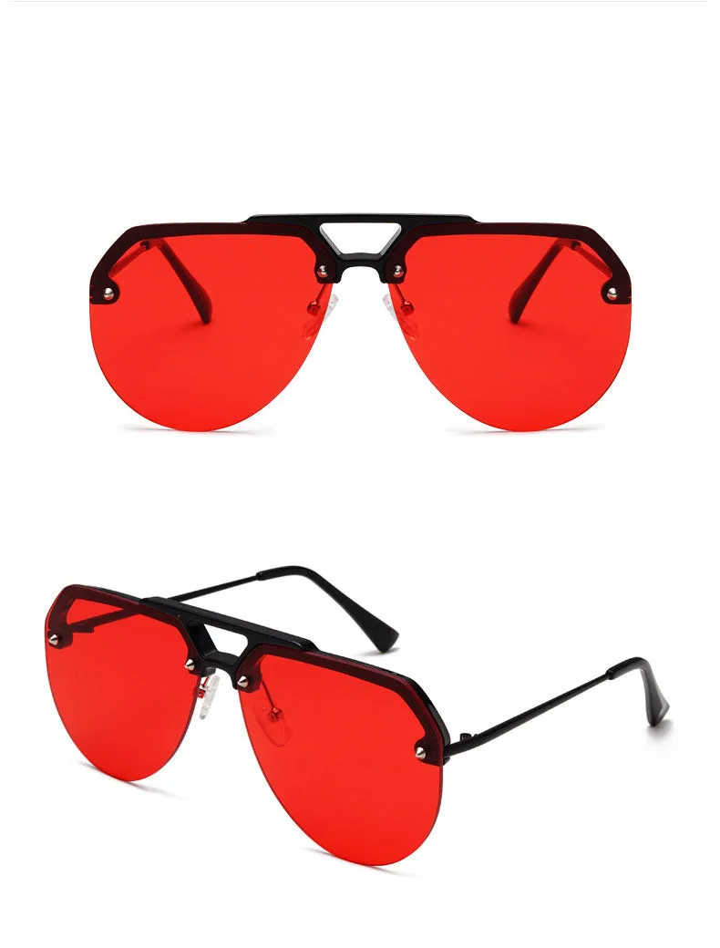 NEW Fashion Semi Rimless Pilot Red Sunglasses