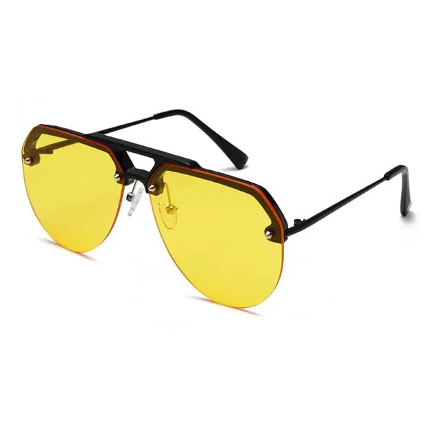 NEW Fashion Semi Rimless Pilot Red Sunglasses