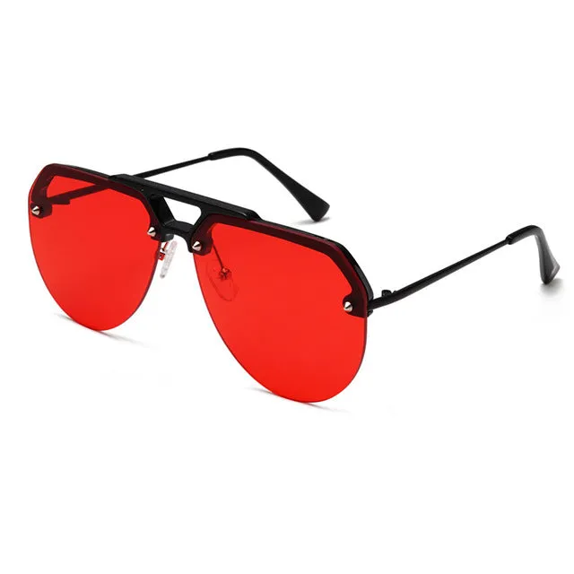 NEW Fashion Semi Rimless Pilot Red Sunglasses