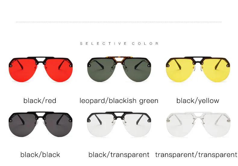 NEW Fashion Semi Rimless Pilot Red Sunglasses