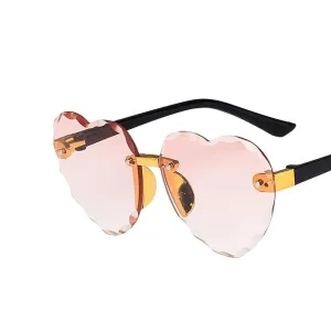 New Heart Rimless Kids Sunglasses Fashion Heart Shape Children Sun Glasses Girls Outdoors Travel UV400 Protection Eyewear