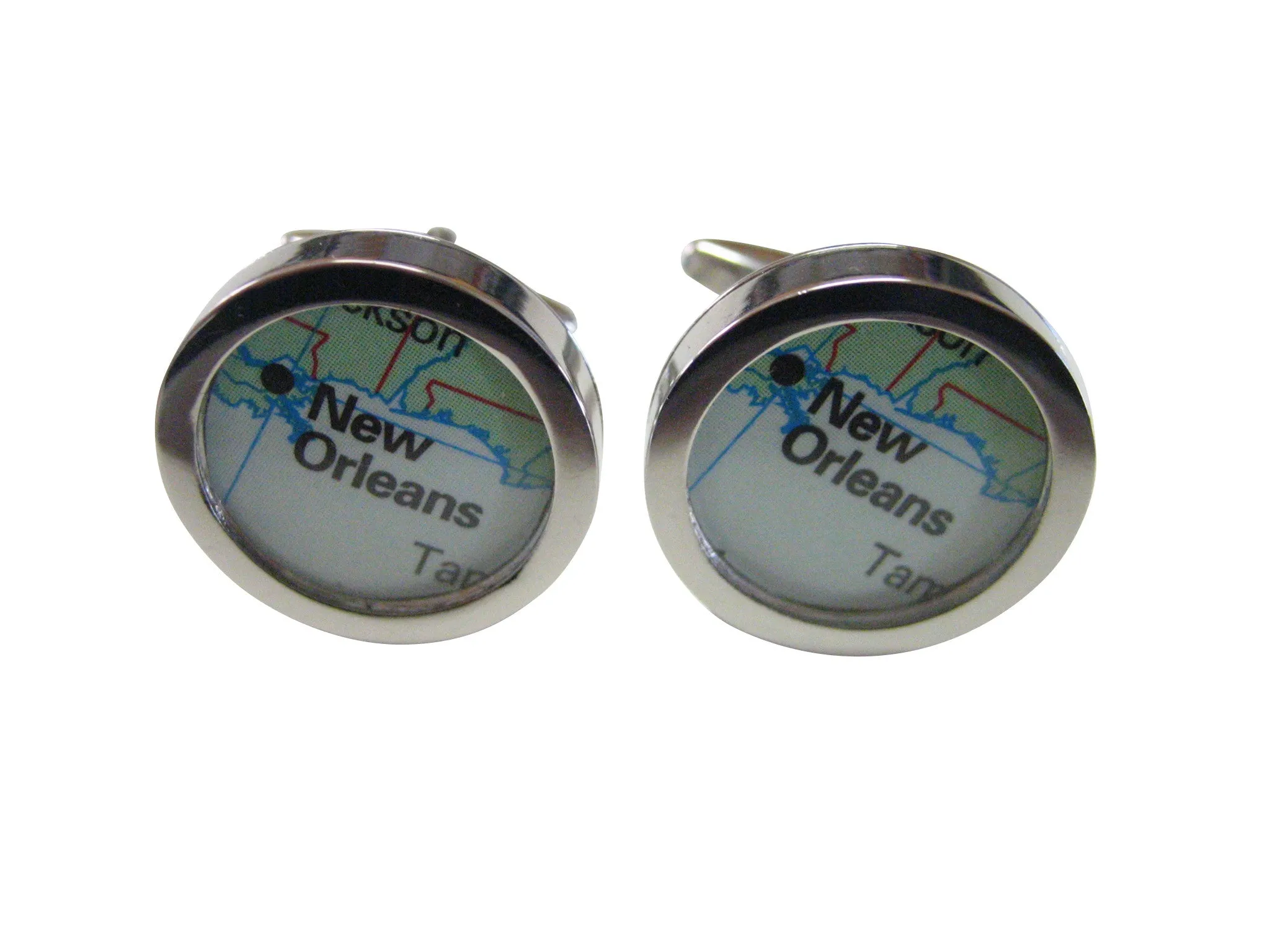 New Orleans Louisiana Map Pendant Cufflinks
