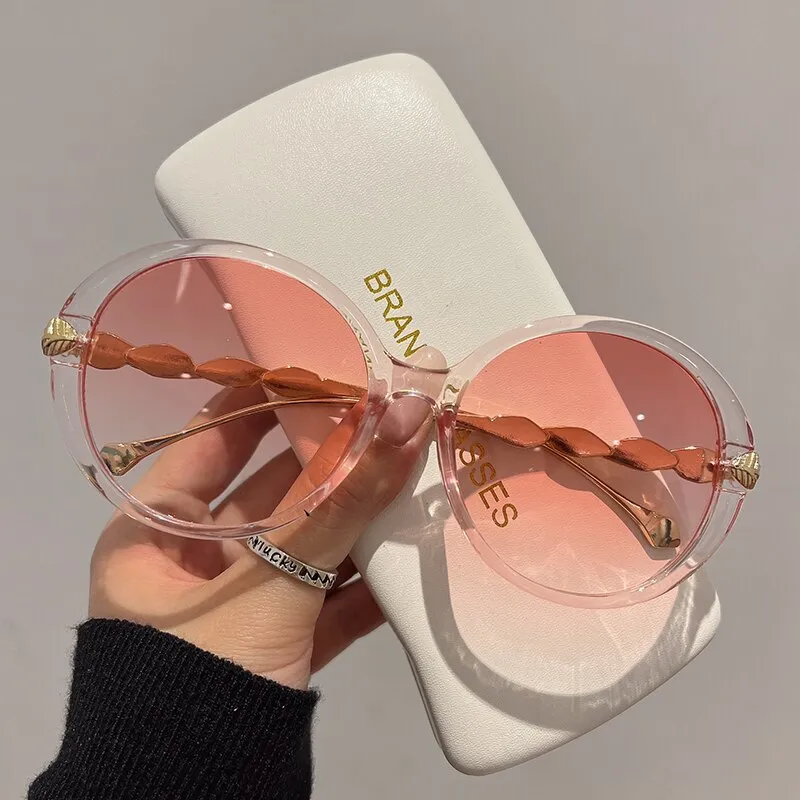 New Vintage Round Frame Sunglasses Gradient Colorful Trendy Fashion Women Female Eyewear Luxury Brand Designer Shades for Ladies