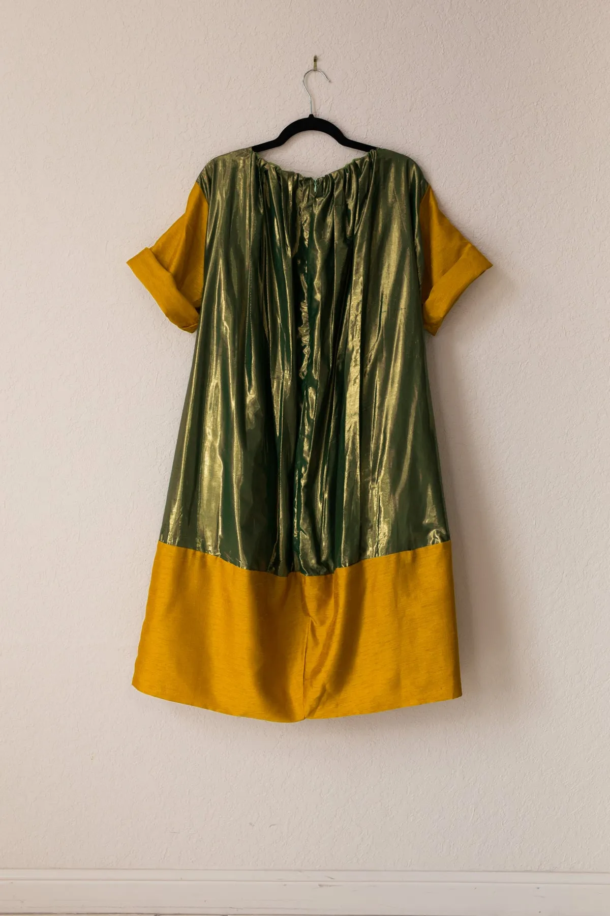 Nikki Dress - Green Shine/Gold Tussel Silk