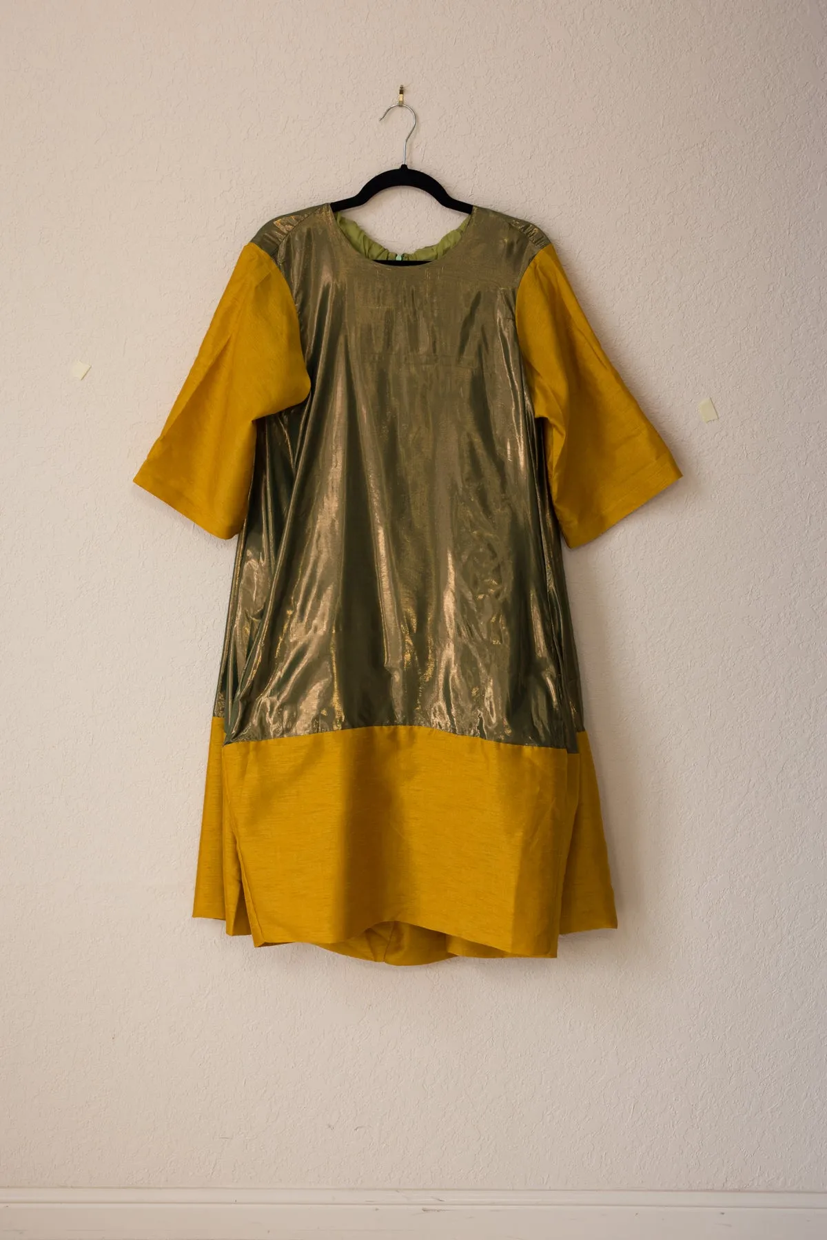 Nikki Dress - Green Shine/Gold Tussel Silk