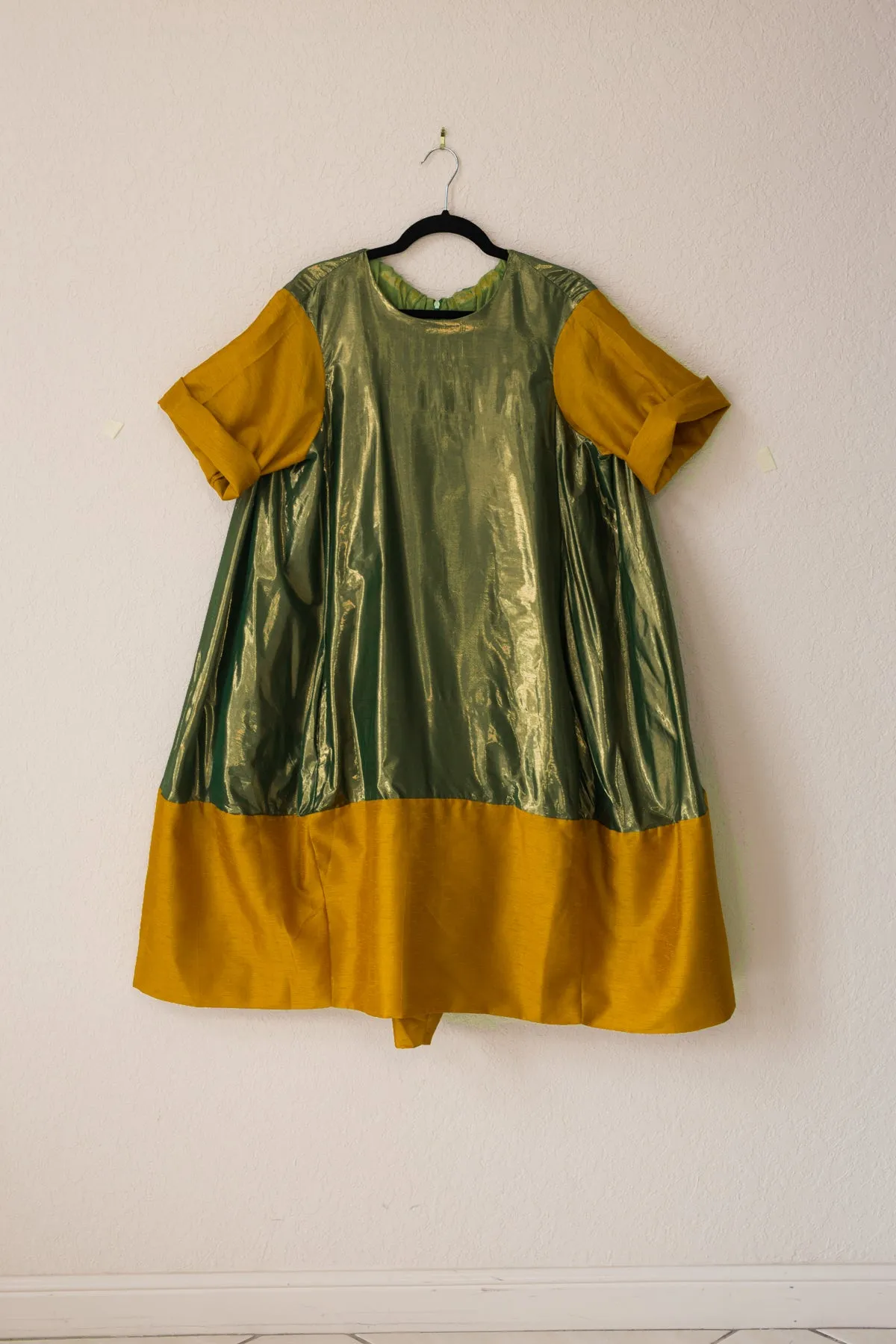 Nikki Dress - Green Shine/Gold Tussel Silk