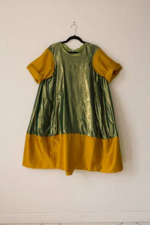 Nikki Dress - Green Shine/Gold Tussel Silk