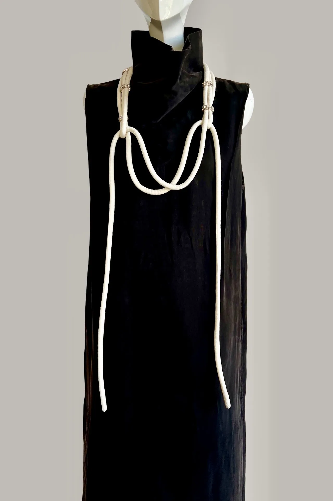 Ninja Shift Dress in Black Kohl Sueded Silk