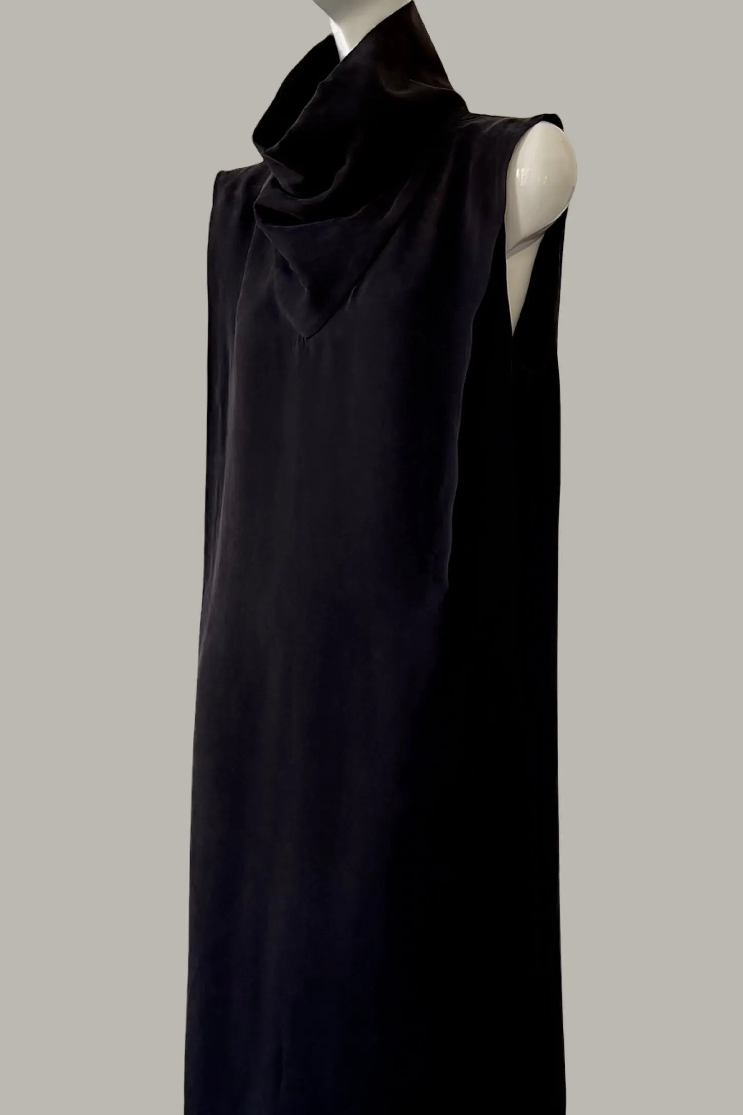 Ninja Shift Dress in Black Kohl Sueded Silk