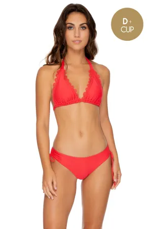 NOCHES DE SEVILLA - Triangle Halter Top & Drawstring Side Full Bottom • Rojo