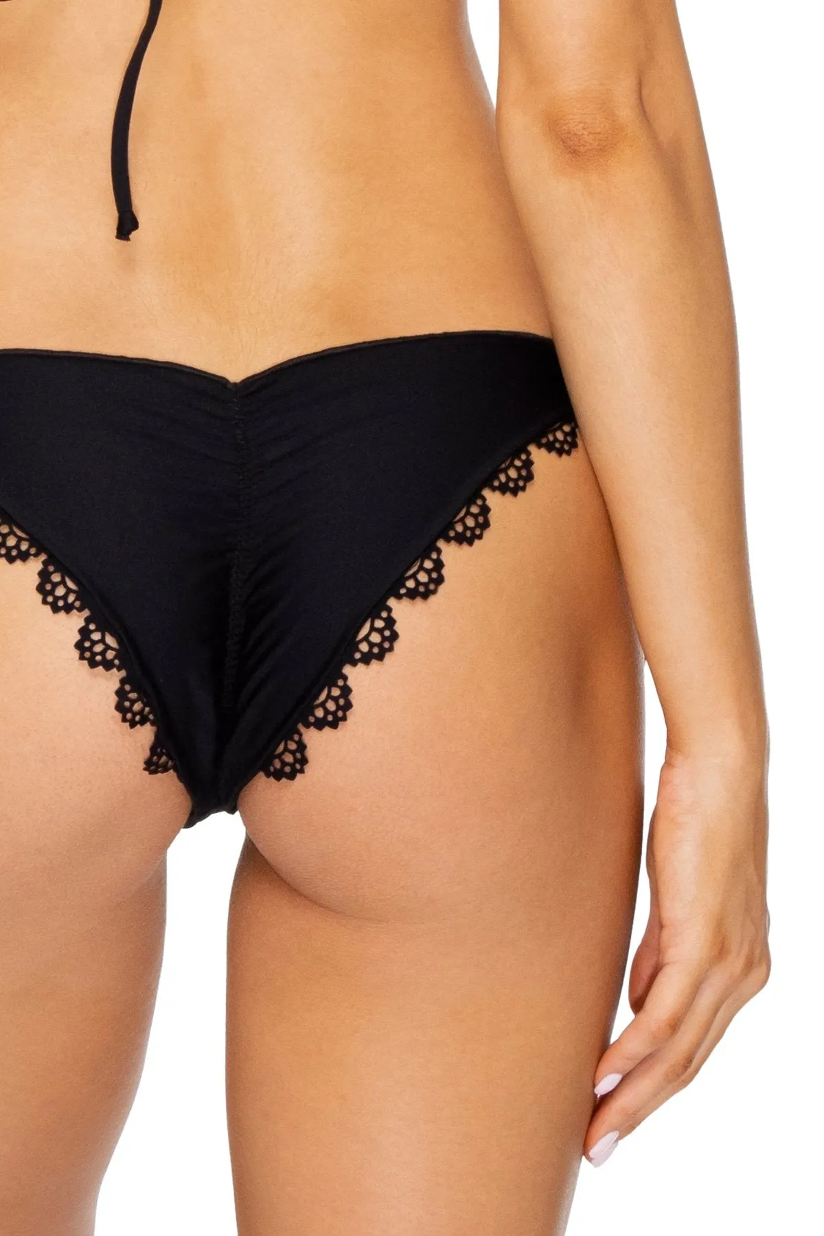 NOCHES DE SEVILLA - Triangle Top & Wavey Ruched Back Brazilian Tie Side Bottom • Black