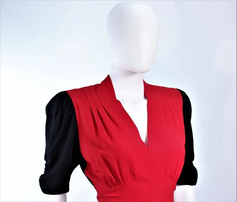 NORMA KAMALI Black and Red Silk Color Block Jumpsuit Size 6