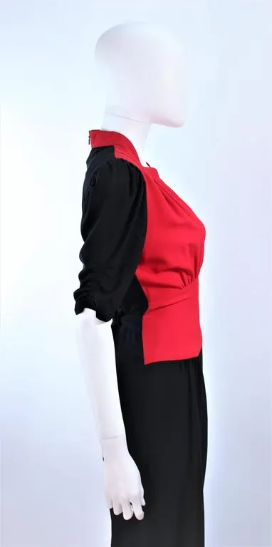 NORMA KAMALI Black and Red Silk Color Block Jumpsuit Size 6
