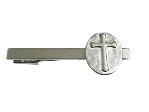 Oval Religious Cross Tie Clip