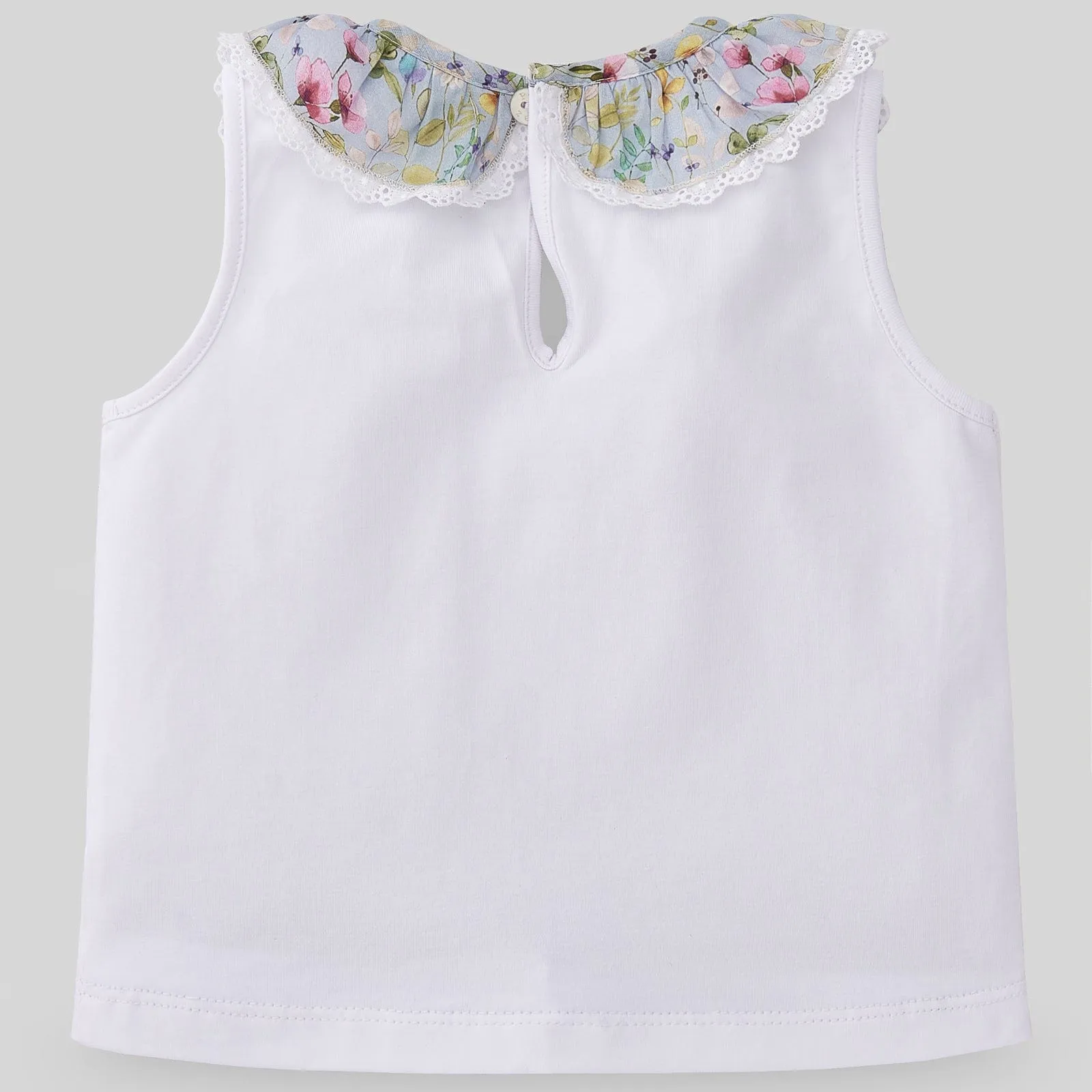 Paz Rodriguez White & Blue Floral Shorts Set
