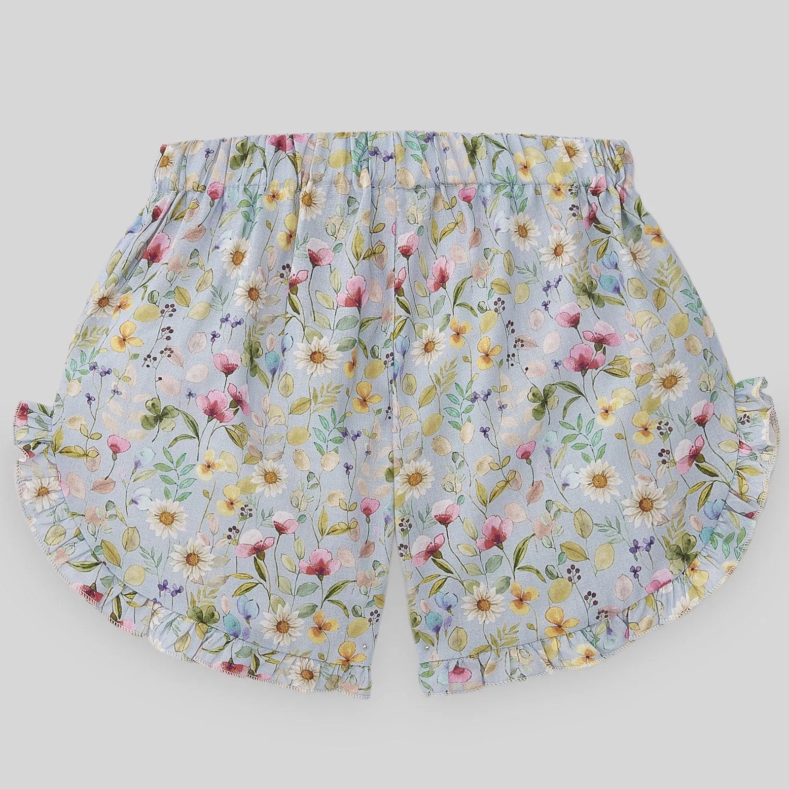 Paz Rodriguez White & Blue Floral Shorts Set