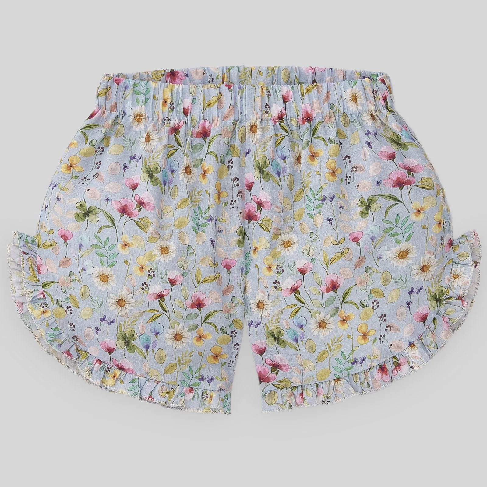 Paz Rodriguez White & Blue Floral Shorts Set