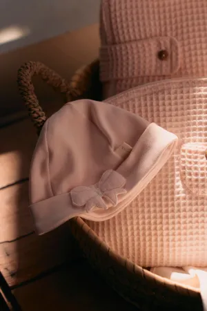 Peach Velour Sleepsuit Beanie Hat