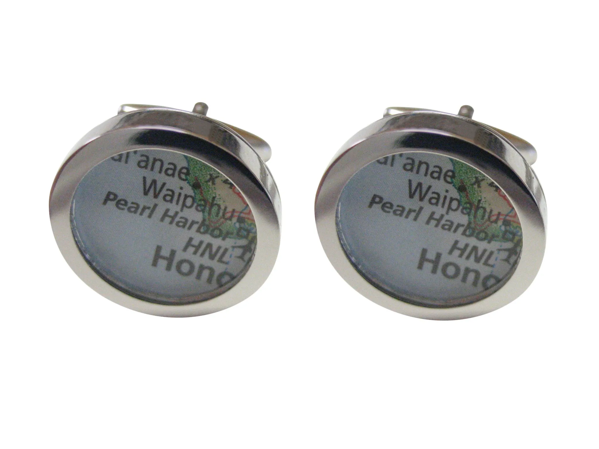 Pearl Harbor Hawaii Map Cufflinks