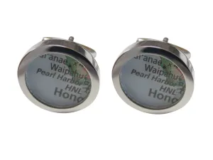 Pearl Harbor Hawaii Map Cufflinks