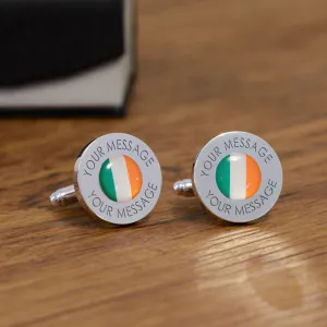 Personalised Engraved Irish Flag Cufflinks