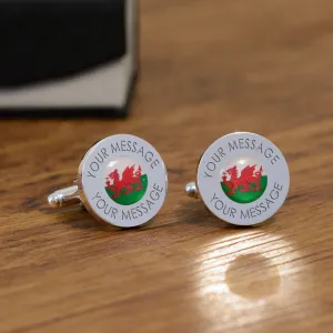 Personalised Engraved Welsh Flag Cufflinks