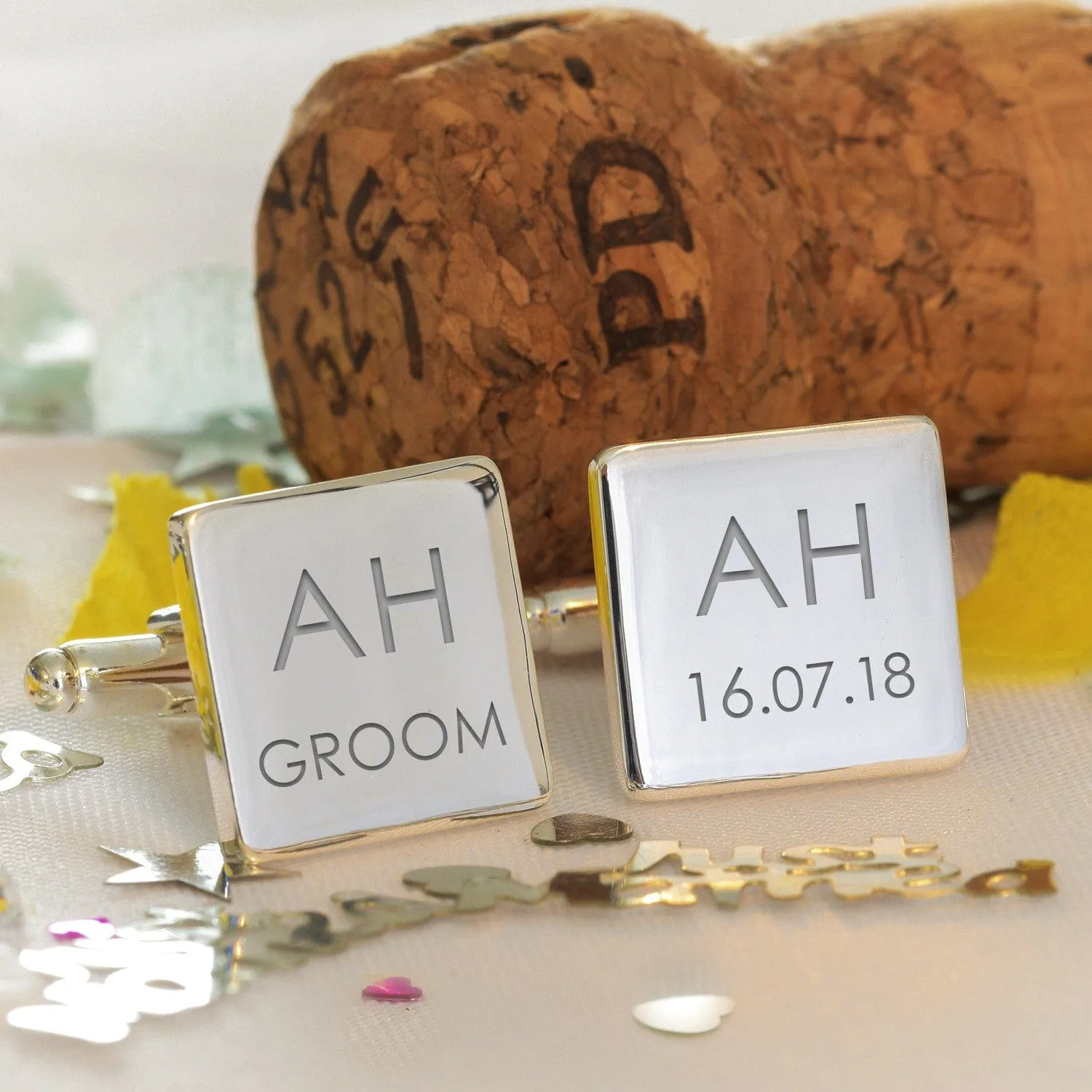 Personalised Initial Cufflinks - Wedding Party Roles