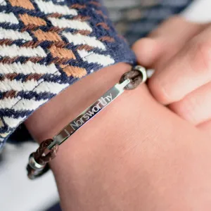Personalised Men's Leather Slim Bar Bracelet.