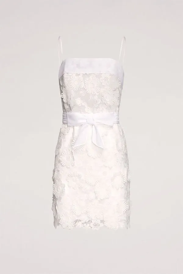 PIATTINA FLORAL APPLIQUE SHORT DRESS