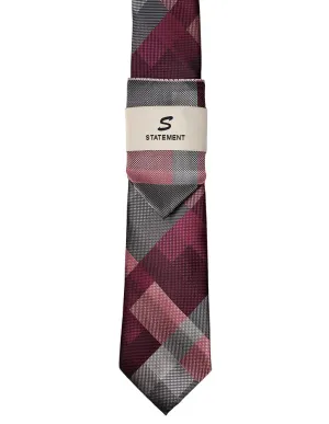 PINK CHECKERED 2 PC TIE & HANKIE SET