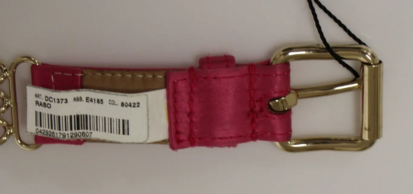 Pink Silk Metal Logo Belt