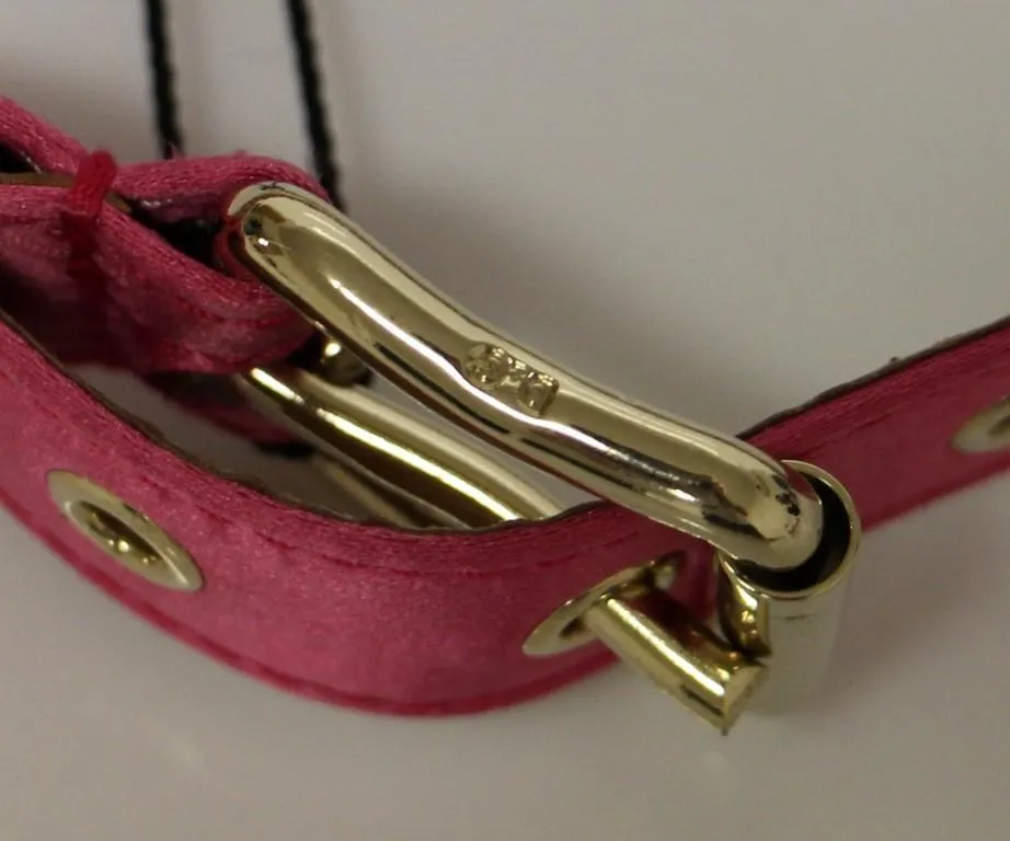 Pink Silk Metal Logo Belt