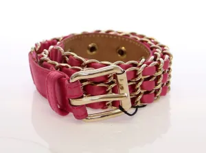 Pink Silk Metal Logo Belt