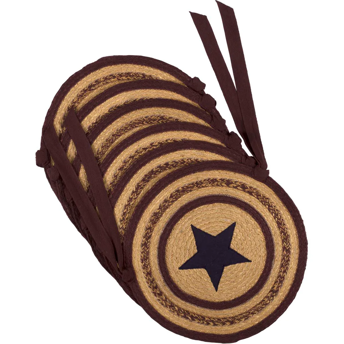 Potomac Appliqué Star Jute Chair Pad - Set of 6