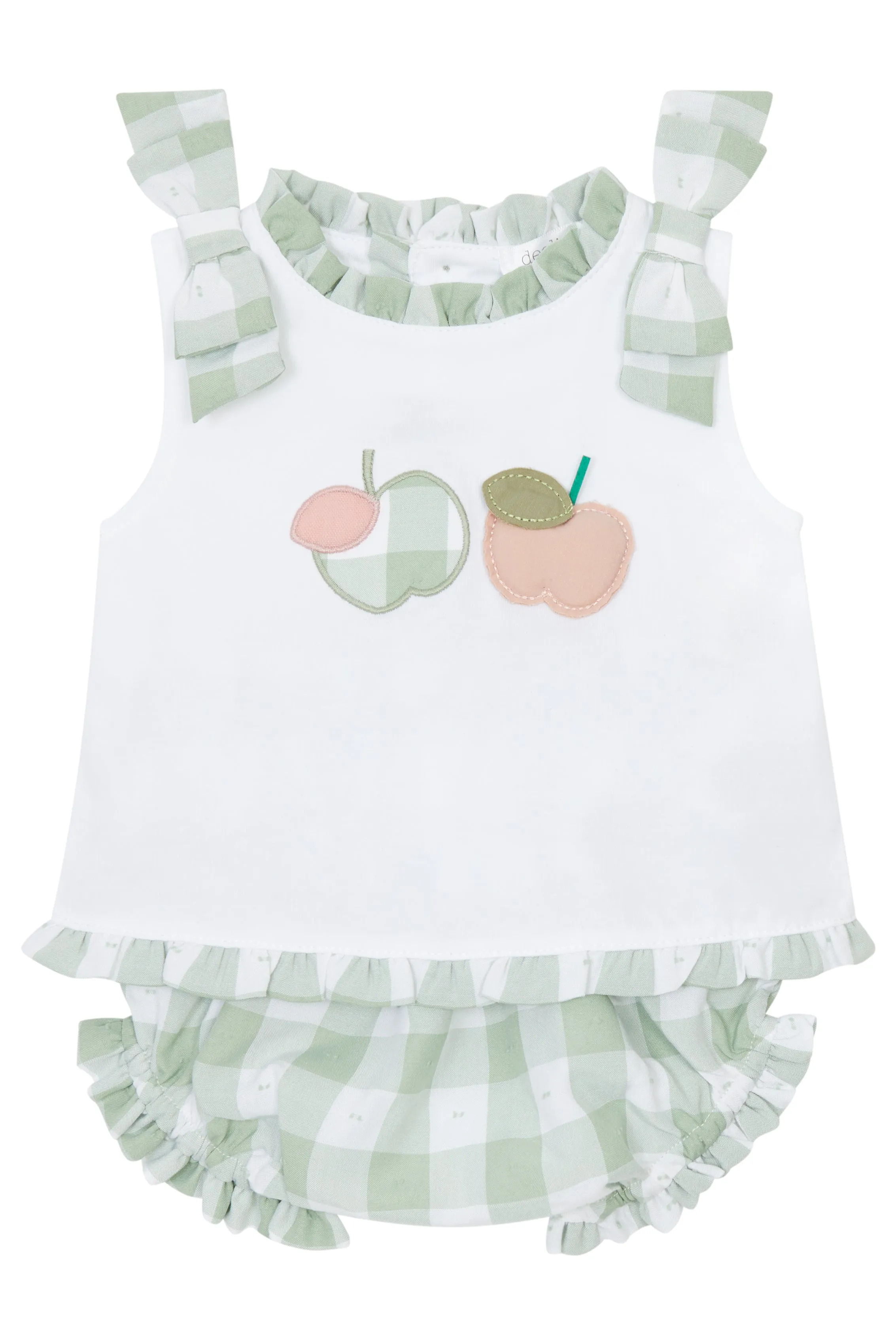 PREORDER "Emma" Sage Green Gingham Top & Bloomers