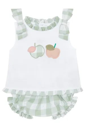 PREORDER "Emma" Sage Green Gingham Top & Bloomers