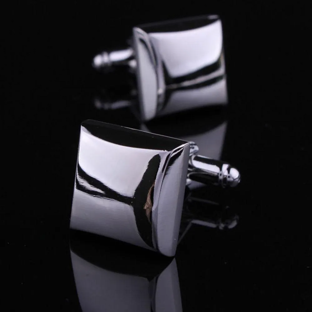 Pure Silver Mens Stainless Steel Squares Cufflinks for Shirt with Box - Hand Crafted Perfect Gift