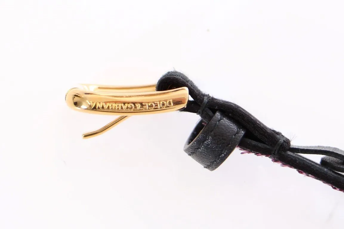 Purple Silk Sequined Logo Belt