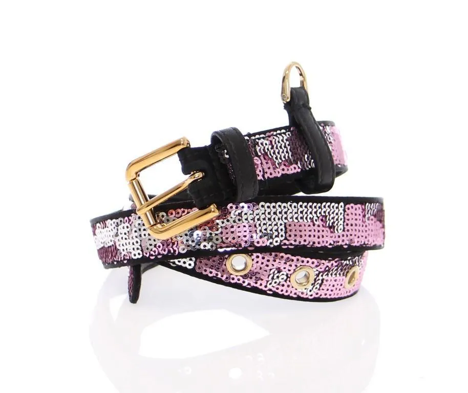 Purple Silk Sequined Logo Belt