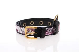 Purple Silk Sequined Logo Belt