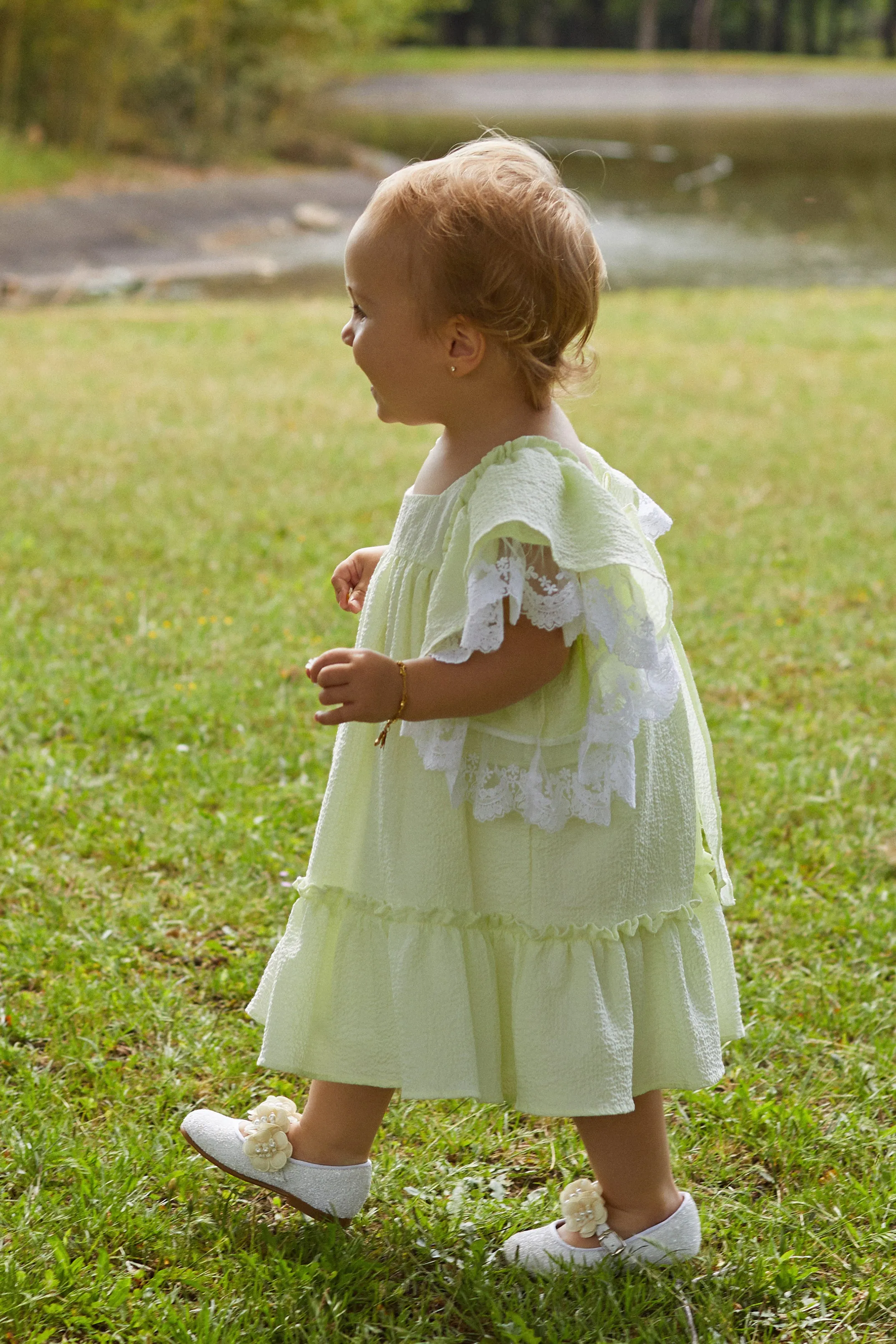"Athena" Pale Green Lace Dress