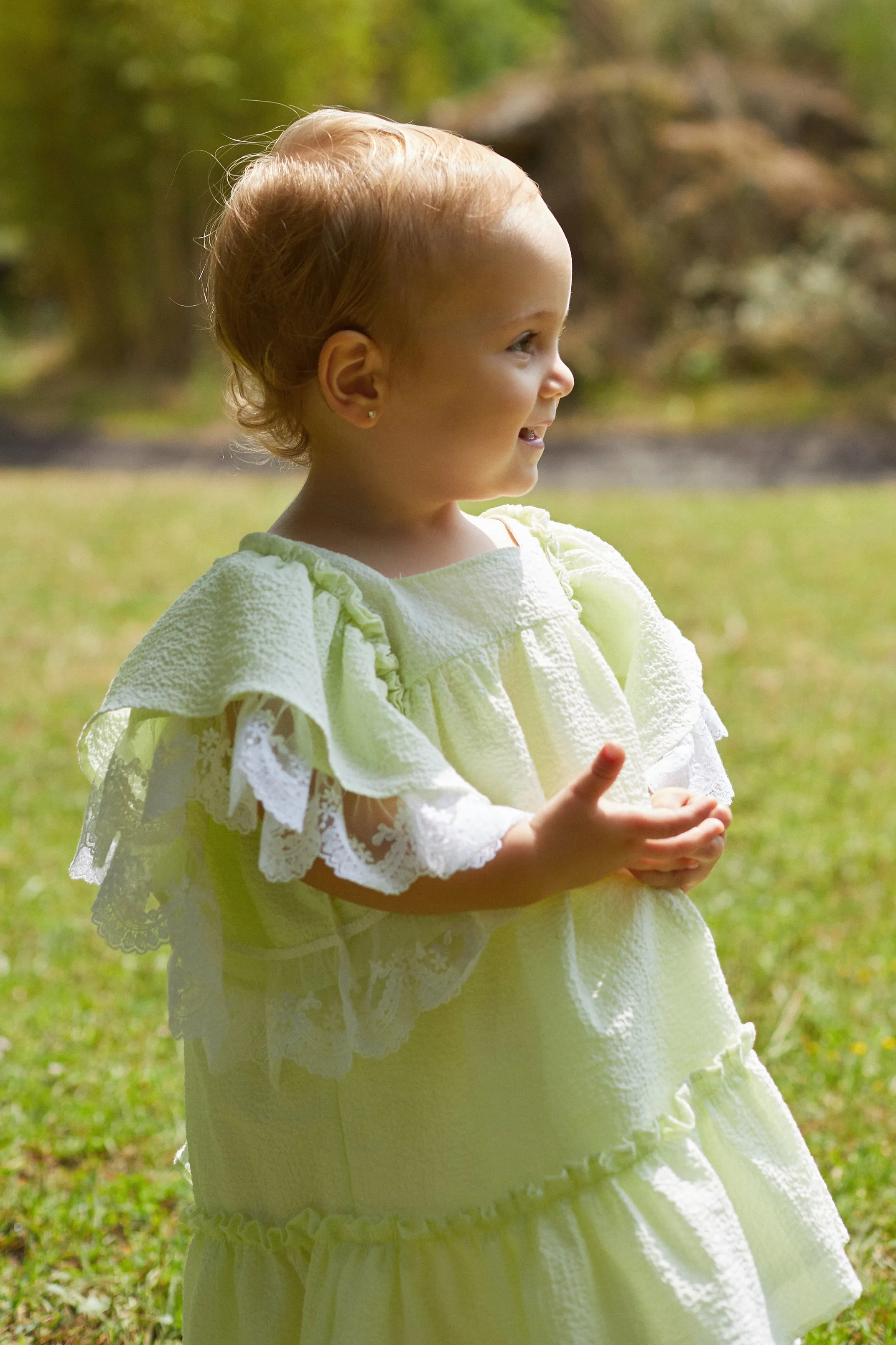 "Athena" Pale Green Lace Dress