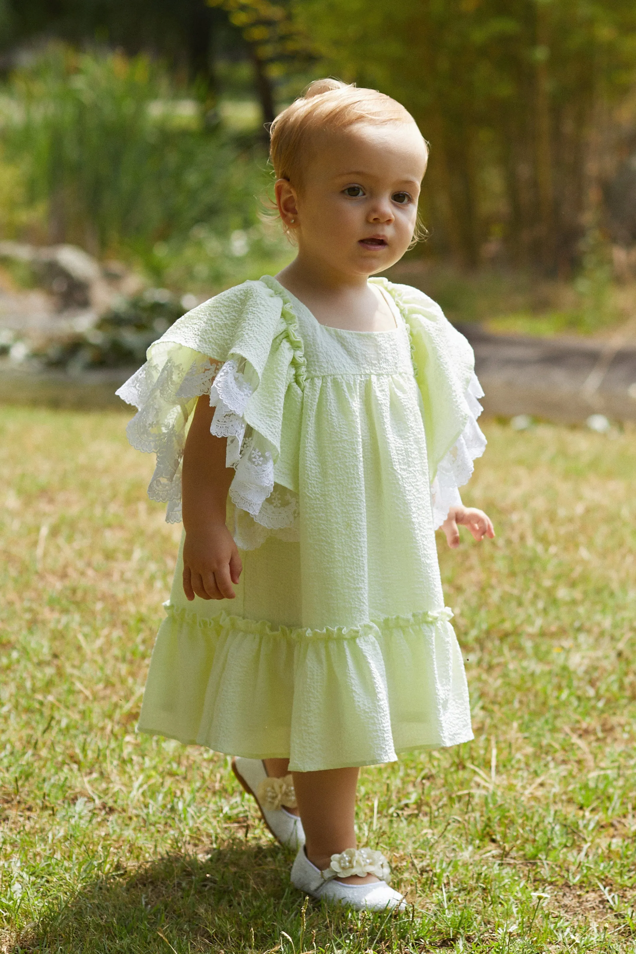 "Athena" Pale Green Lace Dress