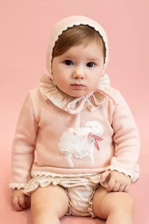"Georgia" Peach Cashmere Sheep Top & Bloomers