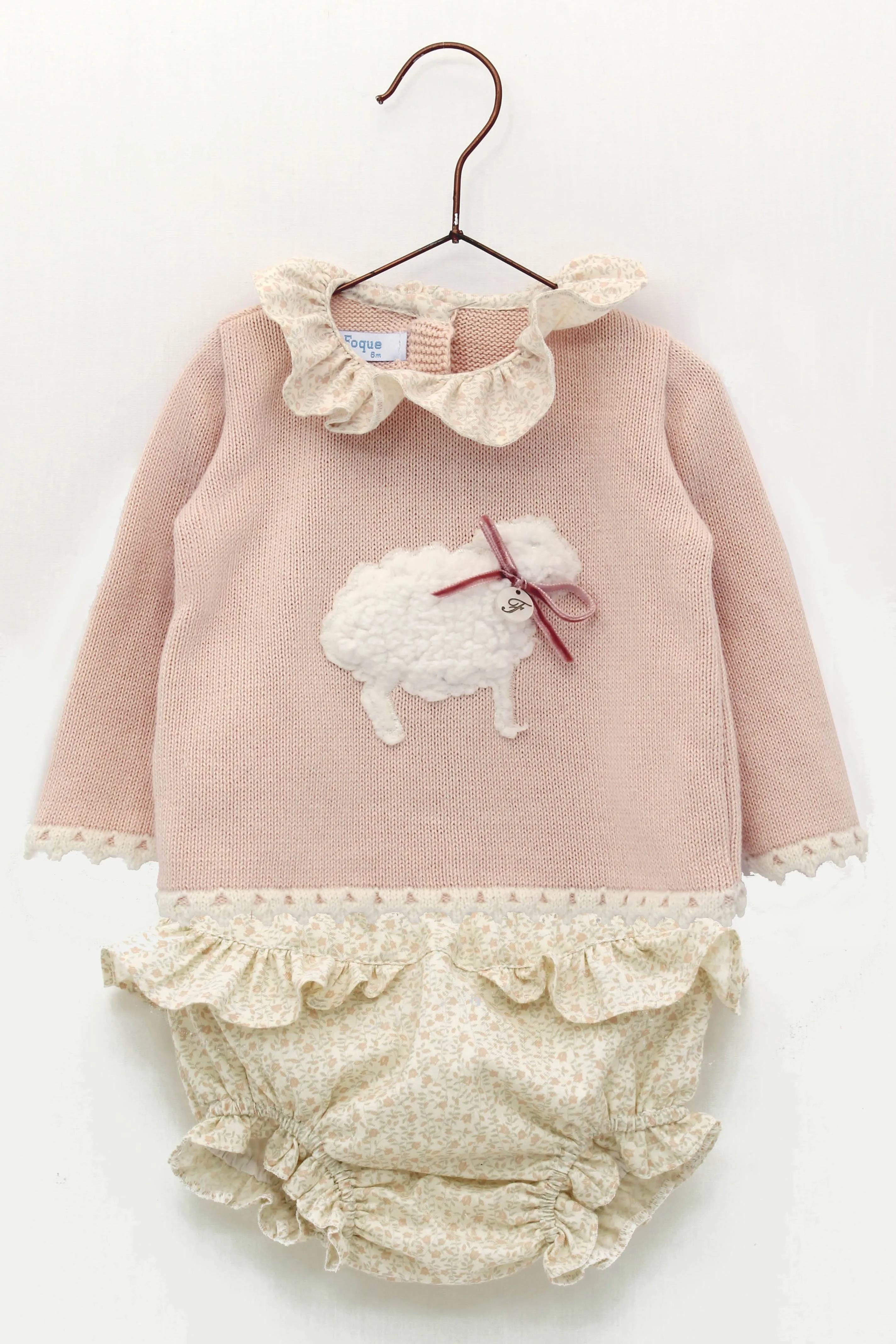 "Georgia" Peach Cashmere Sheep Top & Bloomers