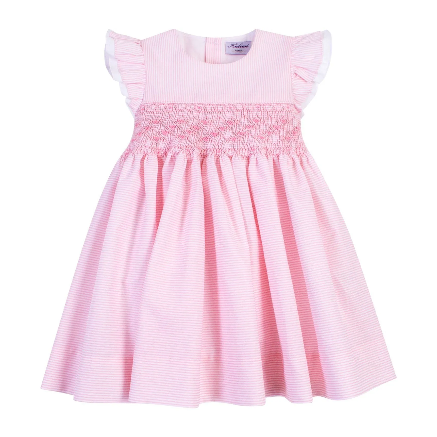 "Maeva" Pink Striped Smocked Dress