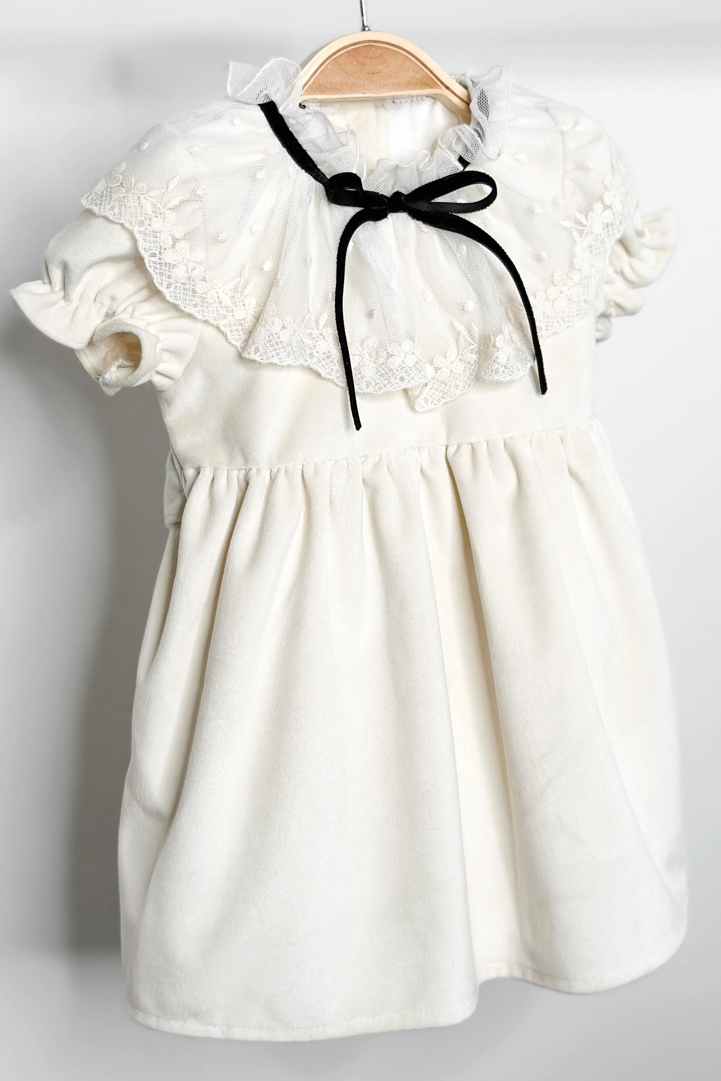 "Nellie" Cream Velvet Dress